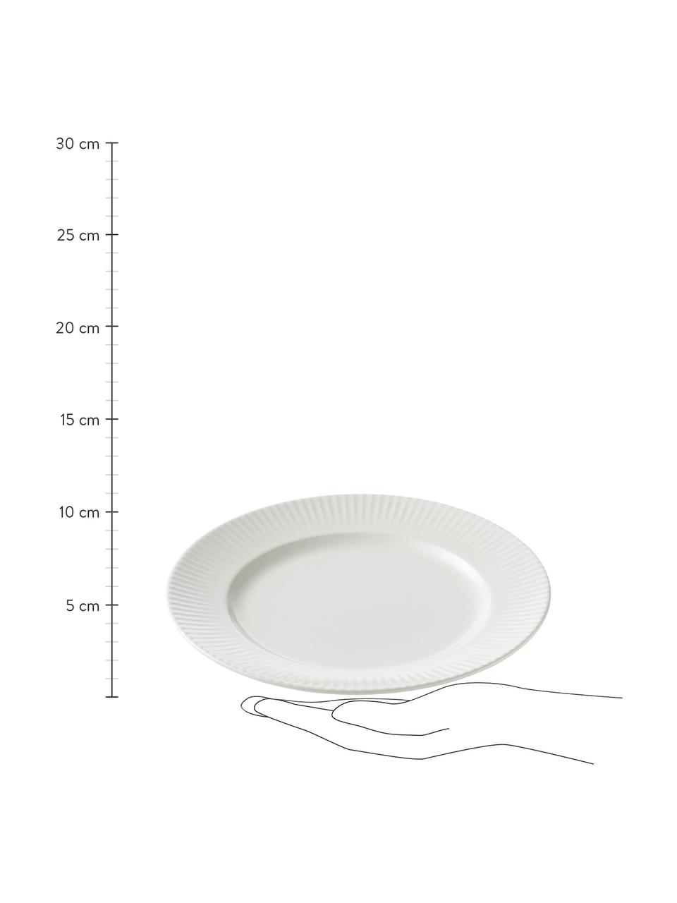 Piattino da dessert bianco con struttura rigata Groove 4 pz, Gres, Bianco, Ø 21 x Alt. 1 cm