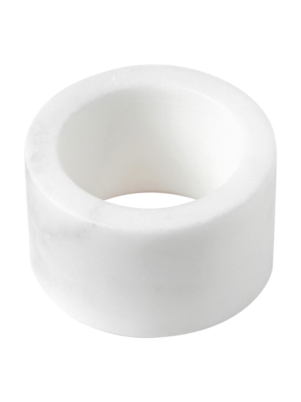Obrączka na serwetkę z marmuru Agata, 4 szt., Marmur, Biały, marmurowy, Ø 6 x W 3 cm