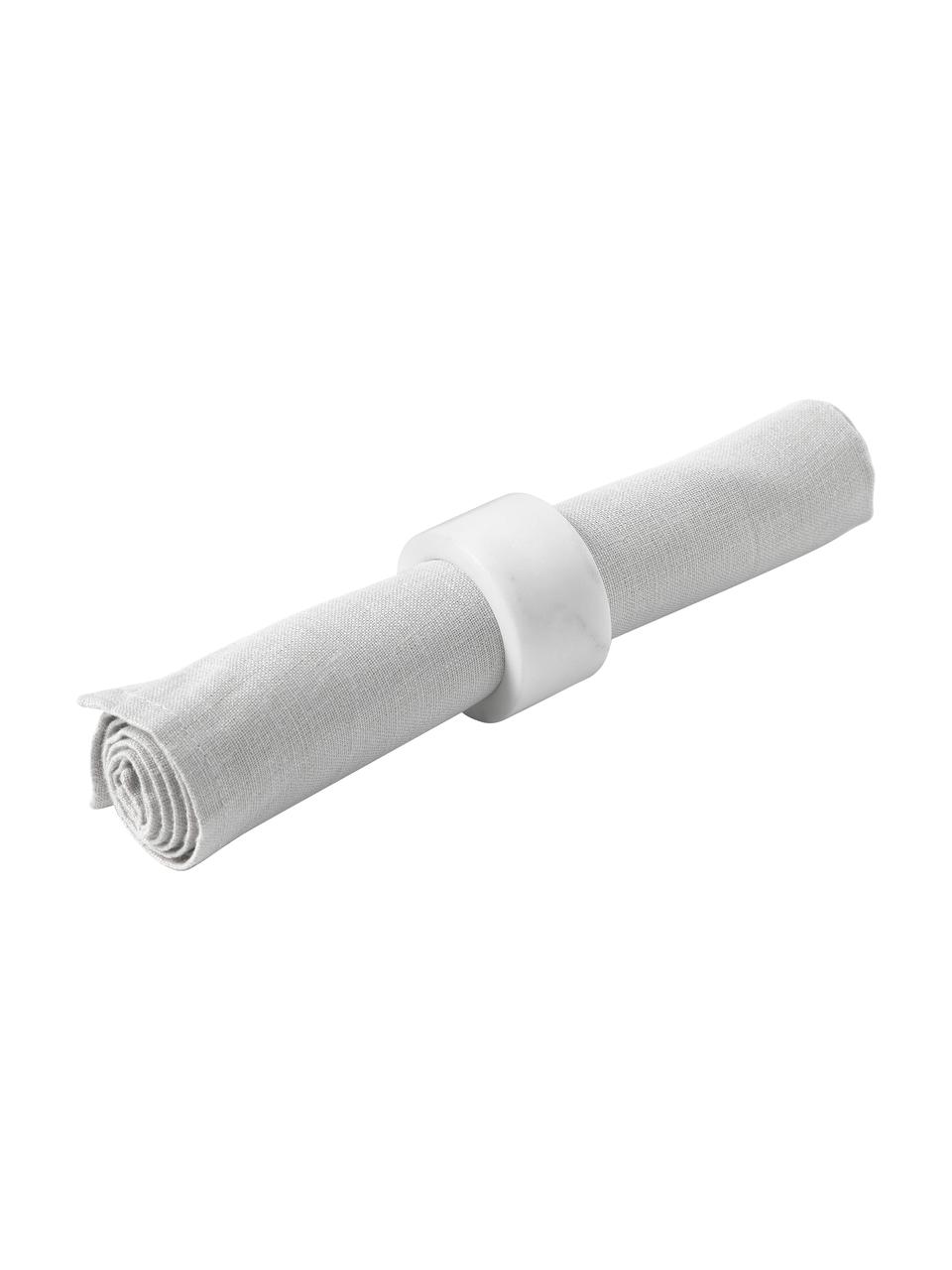 Mramorové kroužky na ubrousky z mramoru Agata, 4 ks, Mramor, Bílá, mramorovaná, Ø 6 cm, V 3 cm