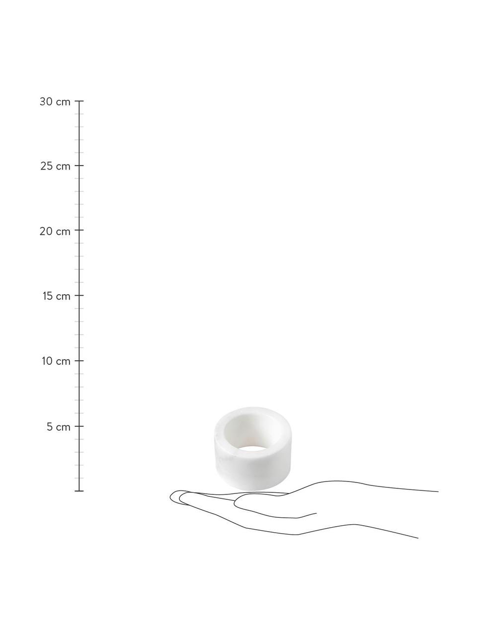 Obrączka na serwetkę z marmuru Agata, 4 szt., Marmur, Biały, marmurowy, Ø 6 x W 3 cm