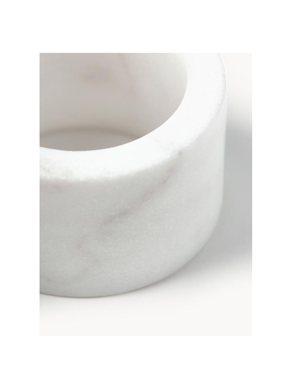 Marmeren servetringen Agata, 4 stuks, Marmer, Wit, gemarmerd, Ø 6 x H 3 cm