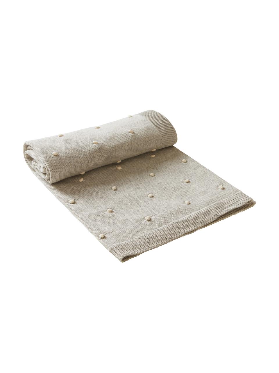 Plaid en coton bio Alessia, 100 % coton bio, Beige, larg. 80 x long. 100 cm