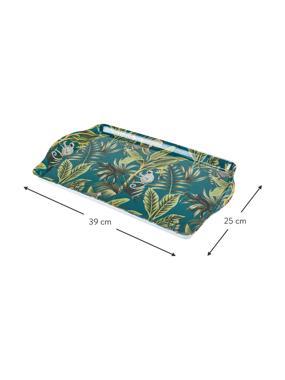 Dienblad Madagascar in groen, L 39 x B 25 cm, Melamine, Blauw, groentinten, L 39 x B 25 cm