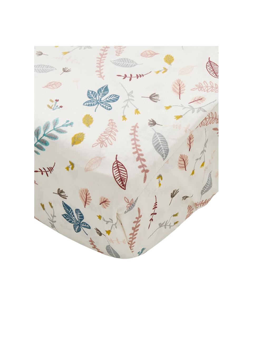 Funda cambiador de algodón orgánico Pressed Leaves, 100% algodón ecológico con certificado OCS, Blanco crema con estampado multicolor, An 50 x L 65 cm