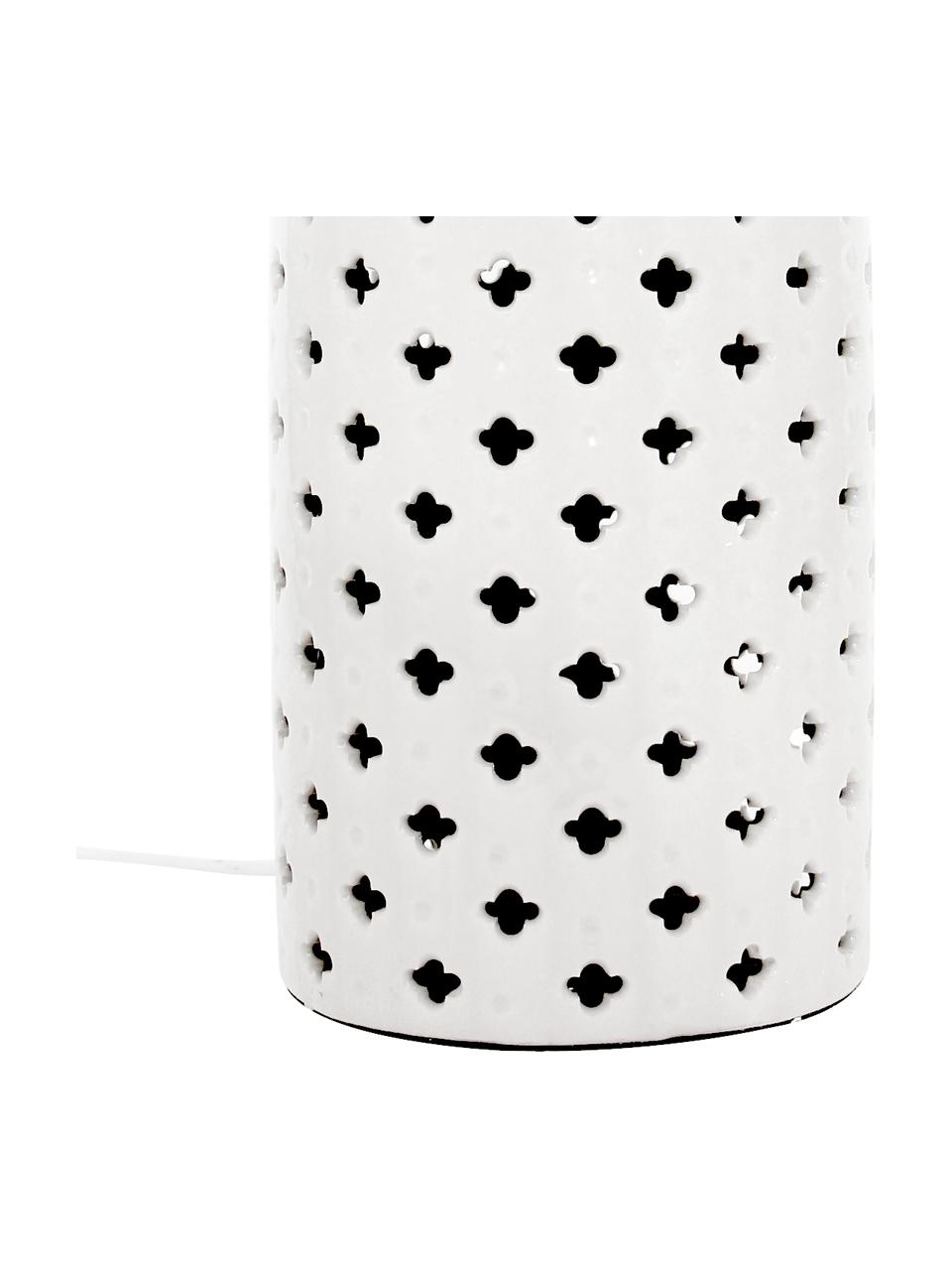 Lampada da tavolo in ceramica Naomi, Paralume: tessuto, Base della lampada: ceramica, Bianco, Ø 28 x Alt. 52 cm