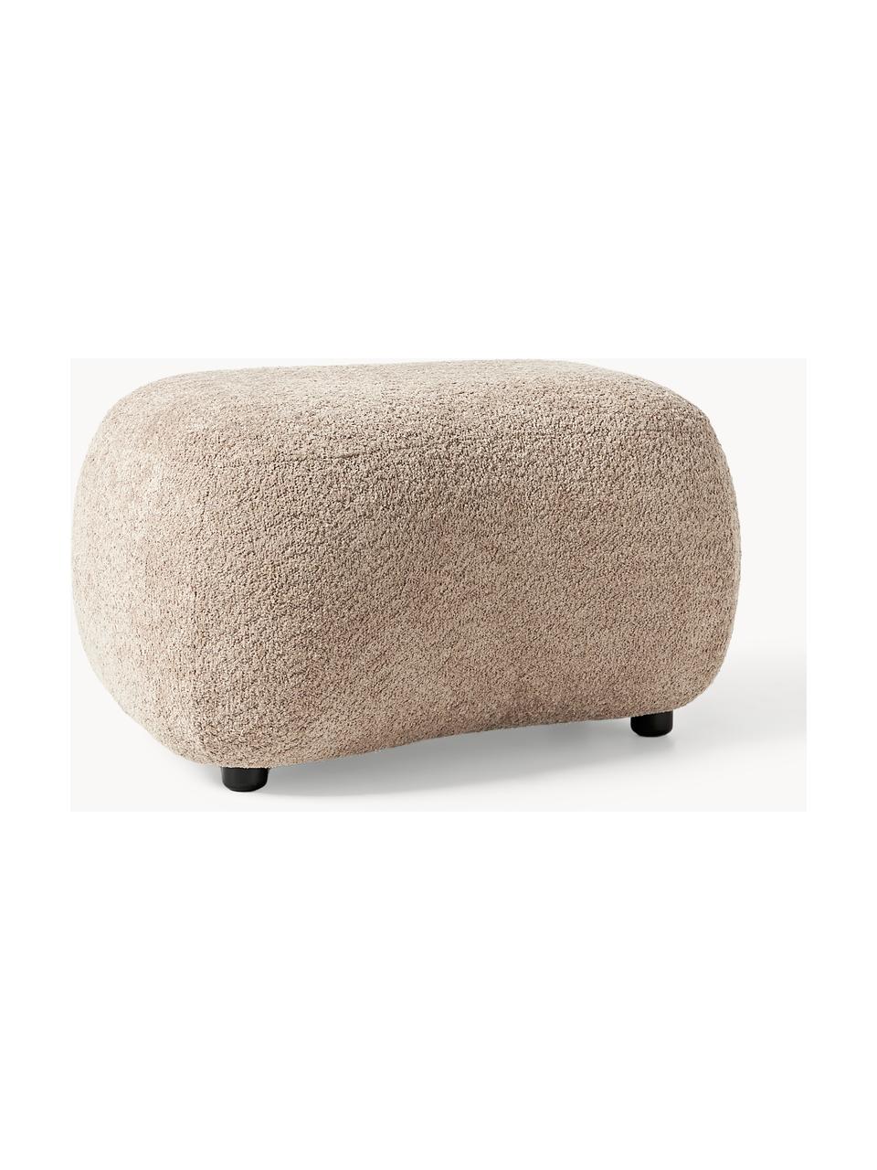 Pouf en peluche-bouclette Alba, Peluche-bouclette beige, larg. 70 x haut. 42 cm, courbé à gauche