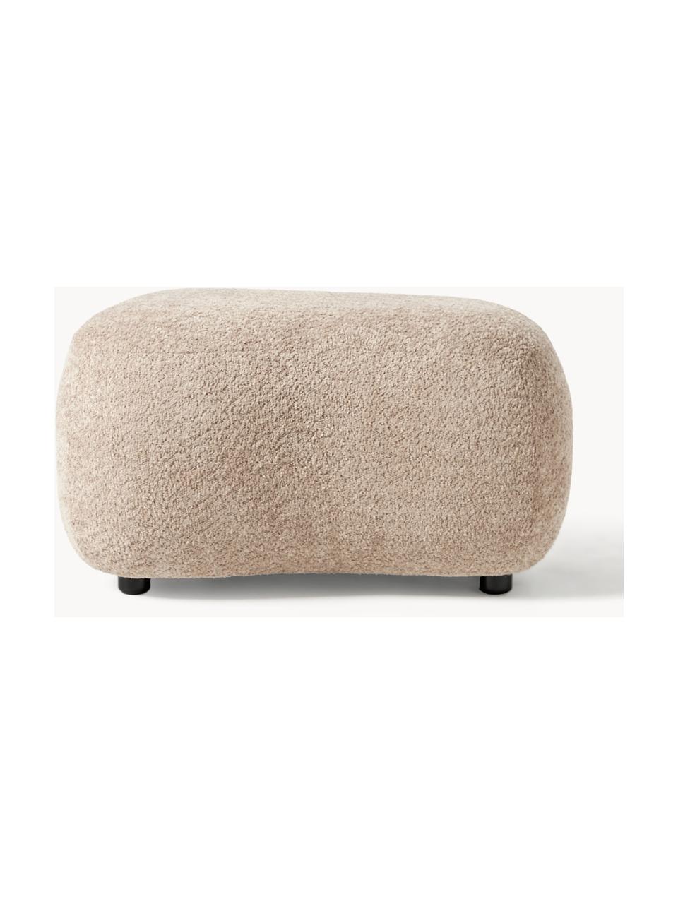 Hocker Alba aus Teddy-Bouclé, Bezug: 100 % Polyester (Teddy-Bo, Füße: Kunststoff Dieses Produkt, Teddy-Bouclé Beige, B 70 x H 42 cm, gebogen links