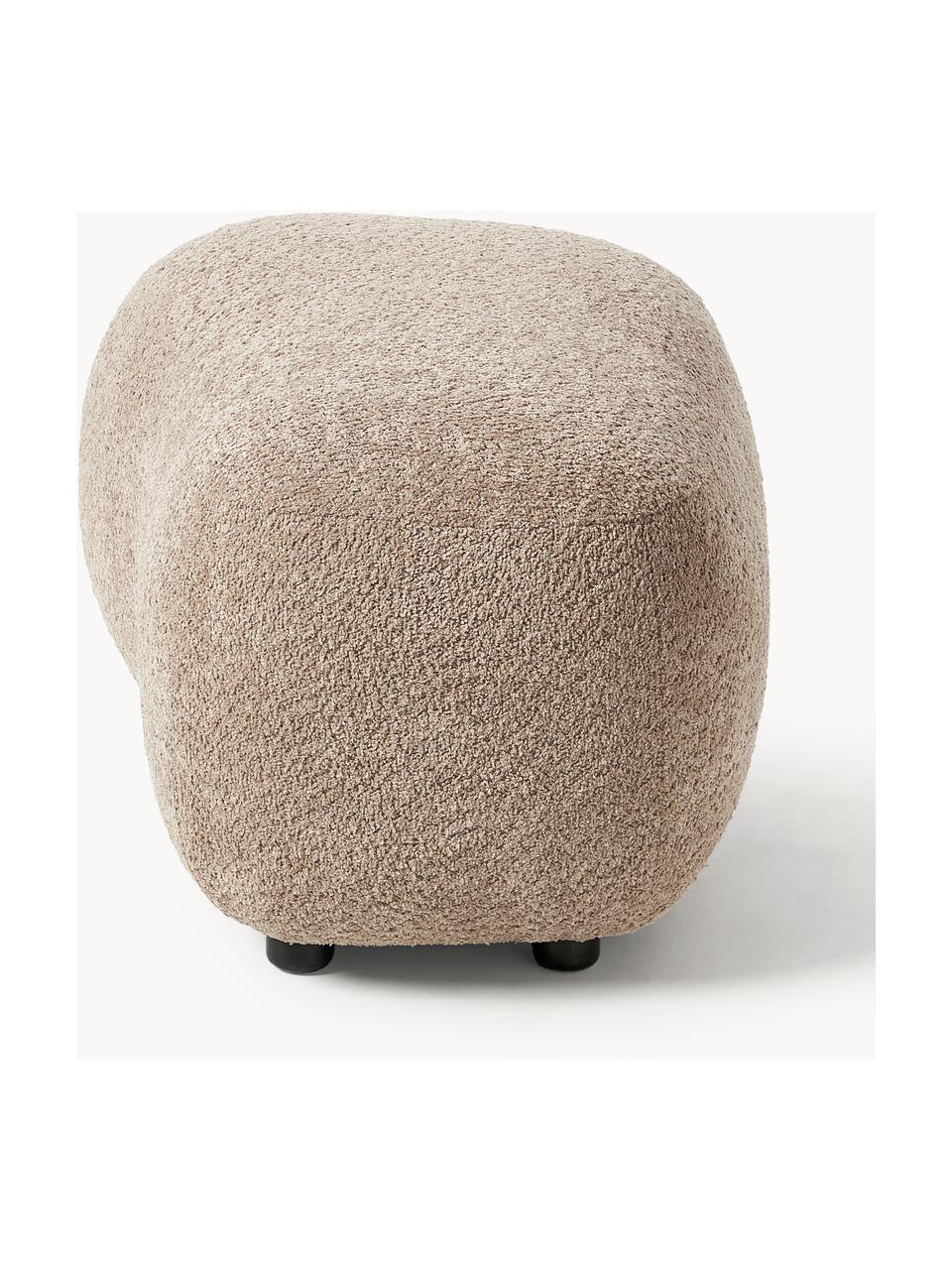 Hocker Alba aus Teddy-Bouclé, Bezug: 100 % Polyester (Teddy-Bo, Füße: Kunststoff Dieses Produkt, Teddy-Bouclé Beige, B 70 x H 42 cm, gebogen links