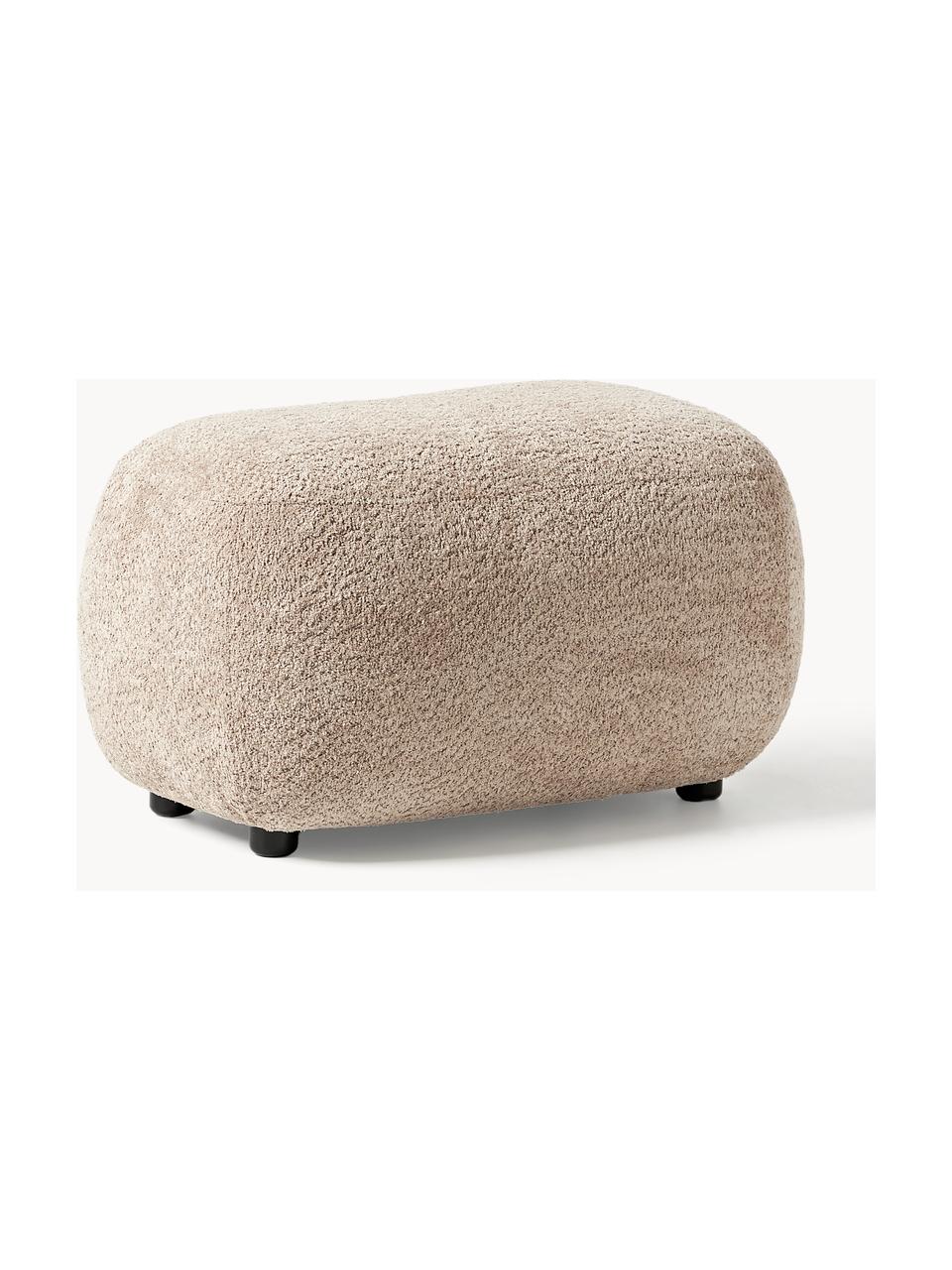 Hocker Alba aus Teddy-Bouclé, Bezug: 100 % Polyester (Teddy-Bo, Füße: Kunststoff Dieses Produkt, Teddy-Bouclé Beige, B 70 x H 42 cm, gebogen links