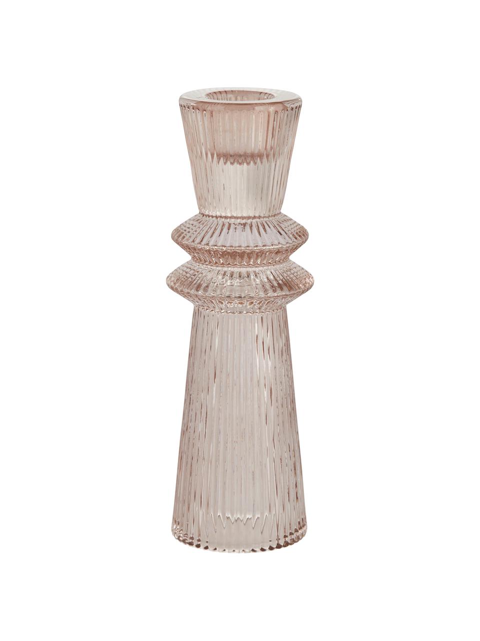 Świecznik szklany Sivia, Szklanka, Blady różowy, transparentny, Ø 5 x W 16 cm