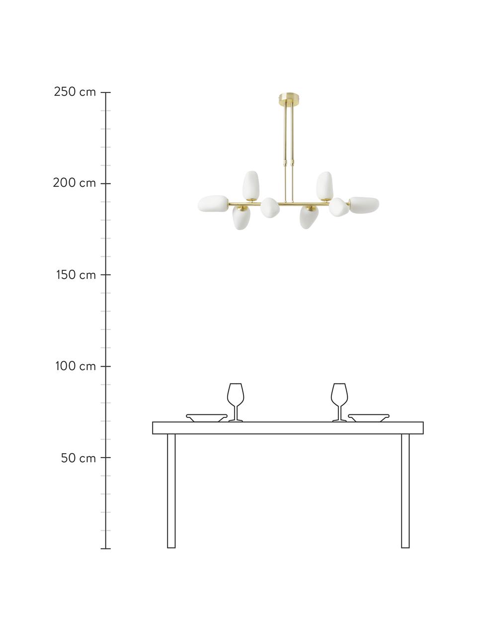 Suspension en verre opalescent Lilja, Blanc, couleur laitonnée, larg. 100 x haut. 55 cm