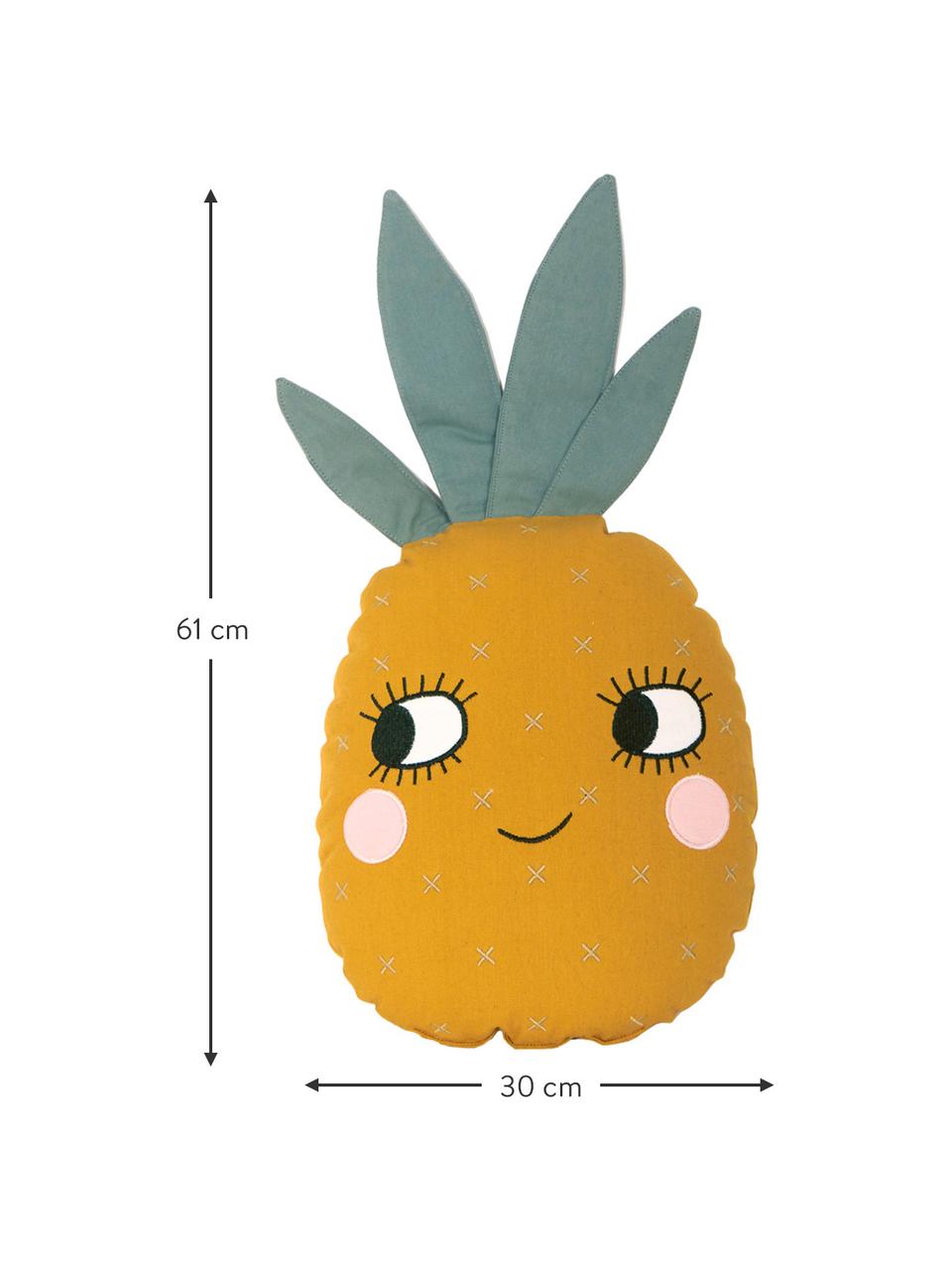 Kissen Pineapple aus Baumwolle, mit Inlett, Bezug: 100 % Baumwolle, Gelb, Grün, B 30 x L 56 cm