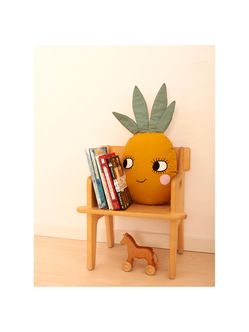 Poduszka z bawełny Pineapple, Tapicerka: 100% bawełna, Pomarańczowy, szałwiowy zielony, S 30 x D 56 cm
