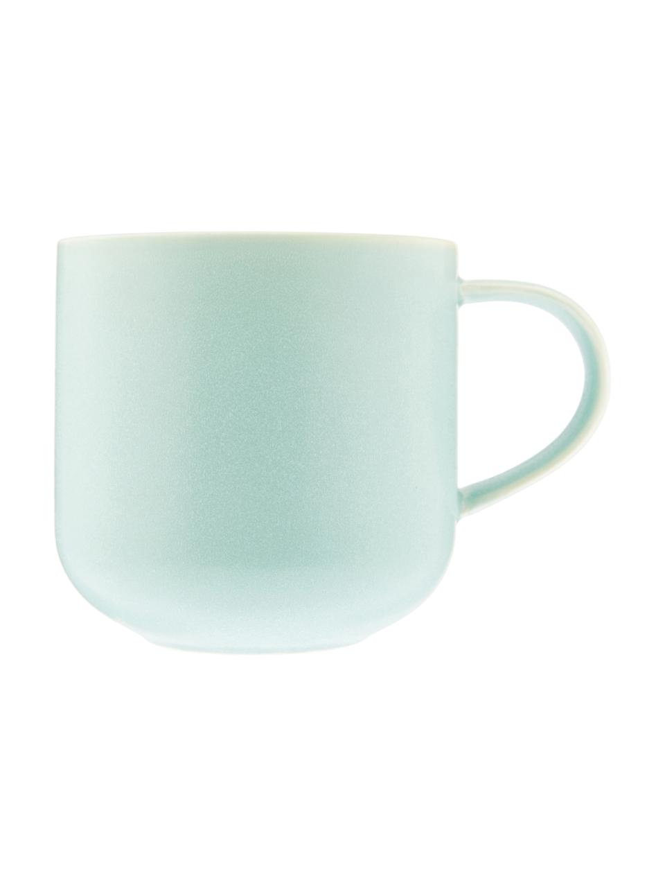 Handgemachte Tassen Coppa in Mintgrün gesprenkelt, 2 Stück, Porzellan, Mintgrüntöne, 400 ml