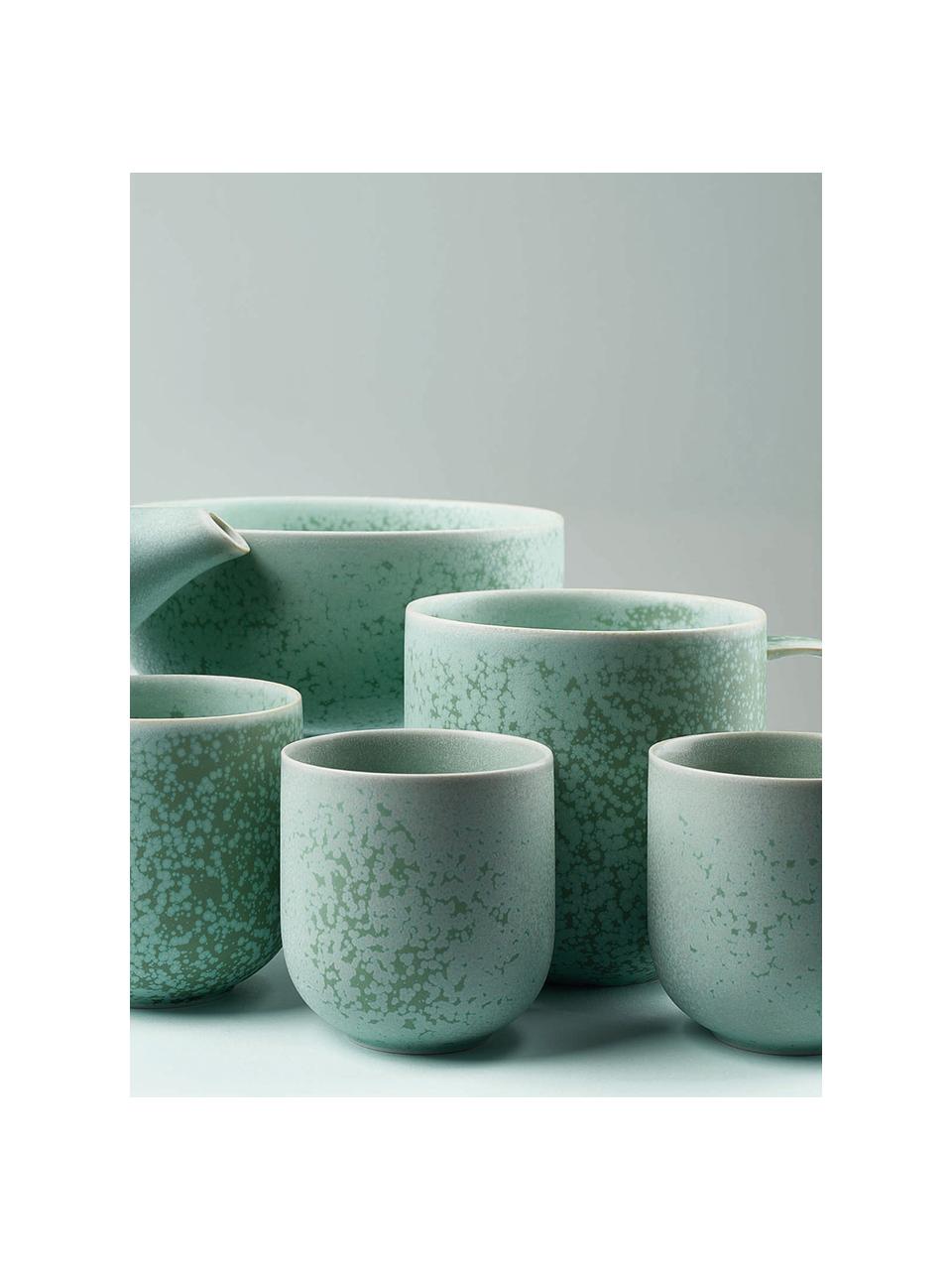 Tazas artesanales Coppa, 2 uds., Porcelana, Tonos verde menta, 400 ml