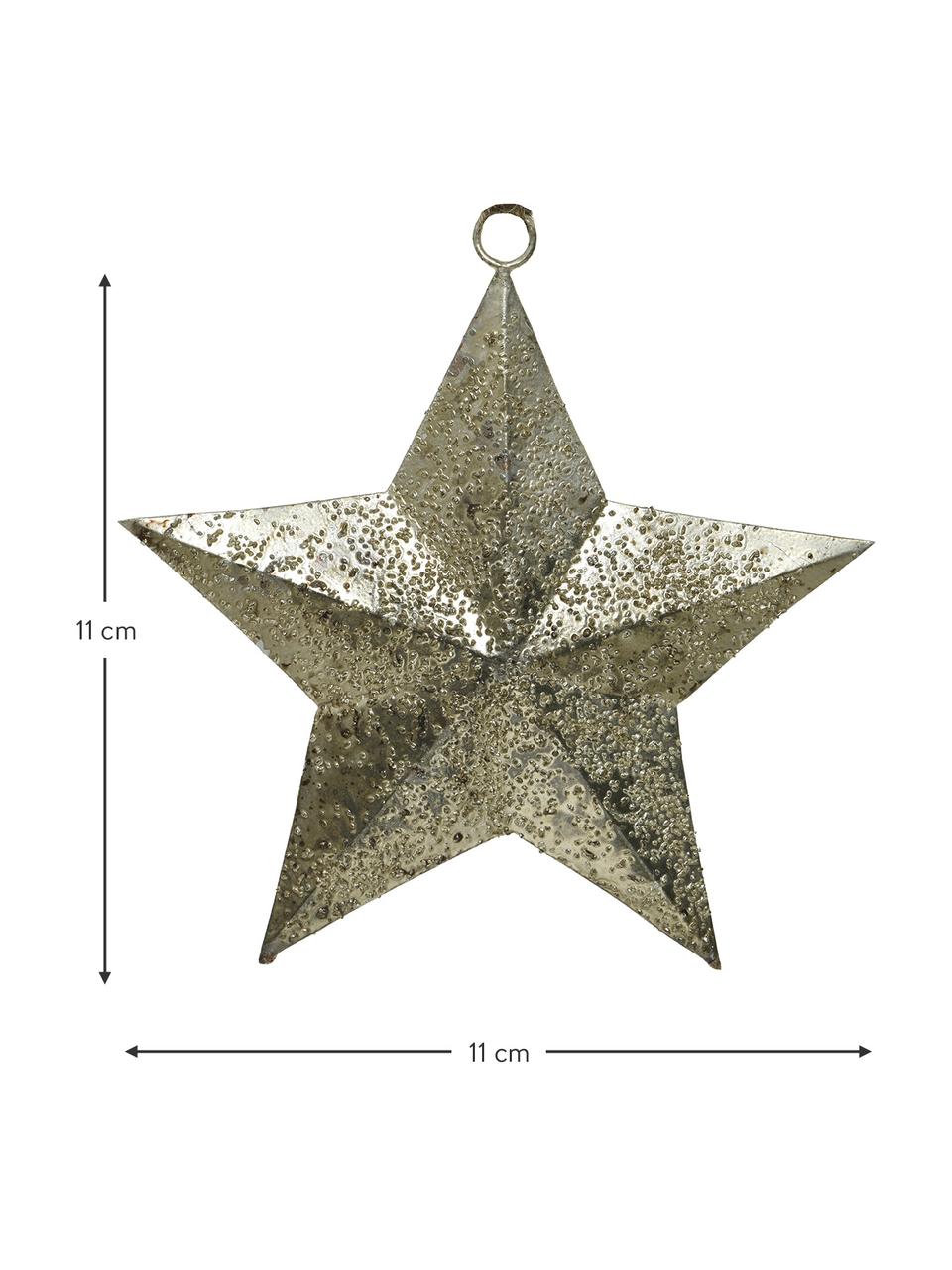 Deko-Stern Shimmer, 4 Stück, Metall, Goldfarben, B 11 x H 11 cm
