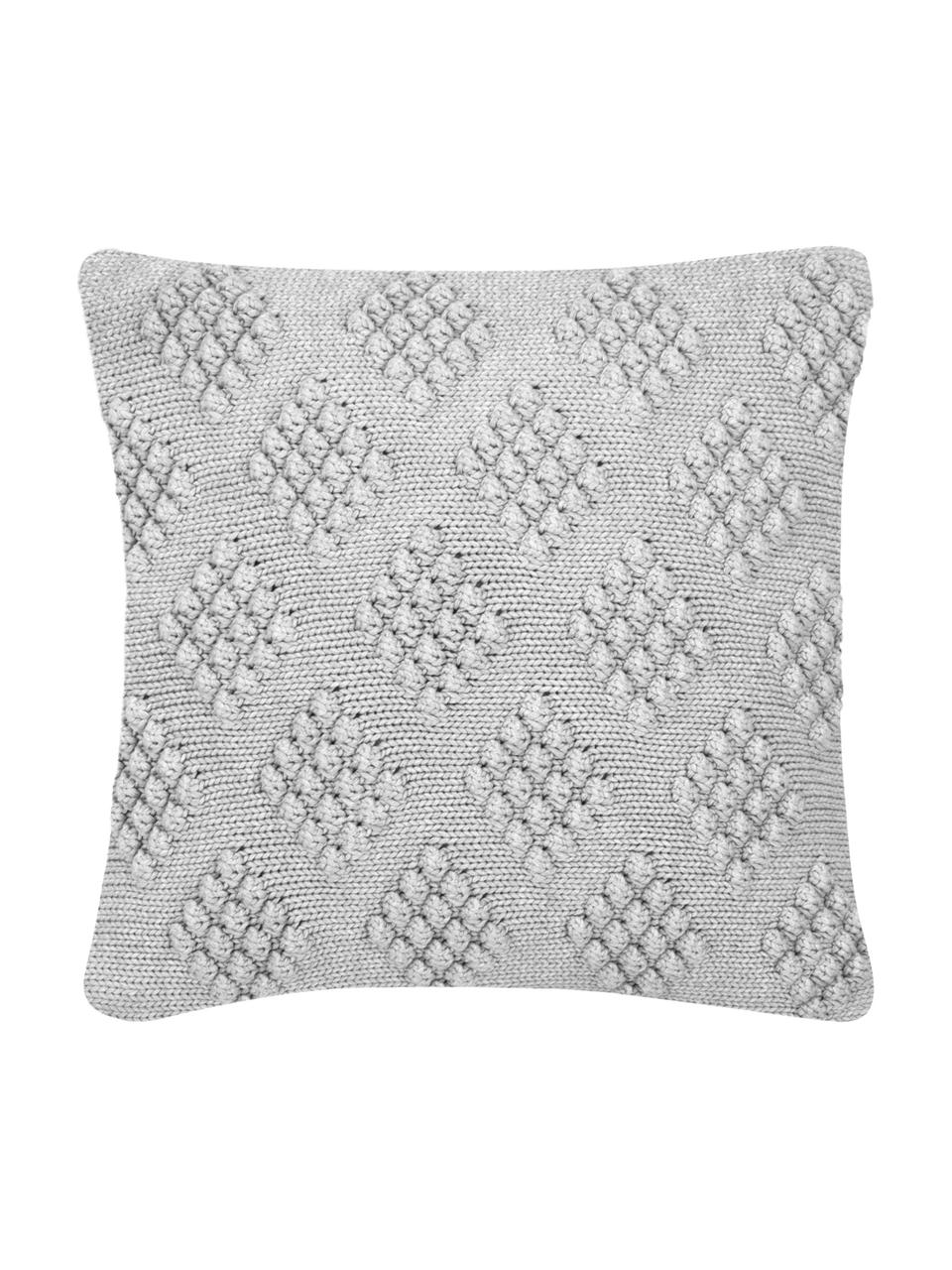 Housse de coussin 40x40 tricot Elly, Gris clair