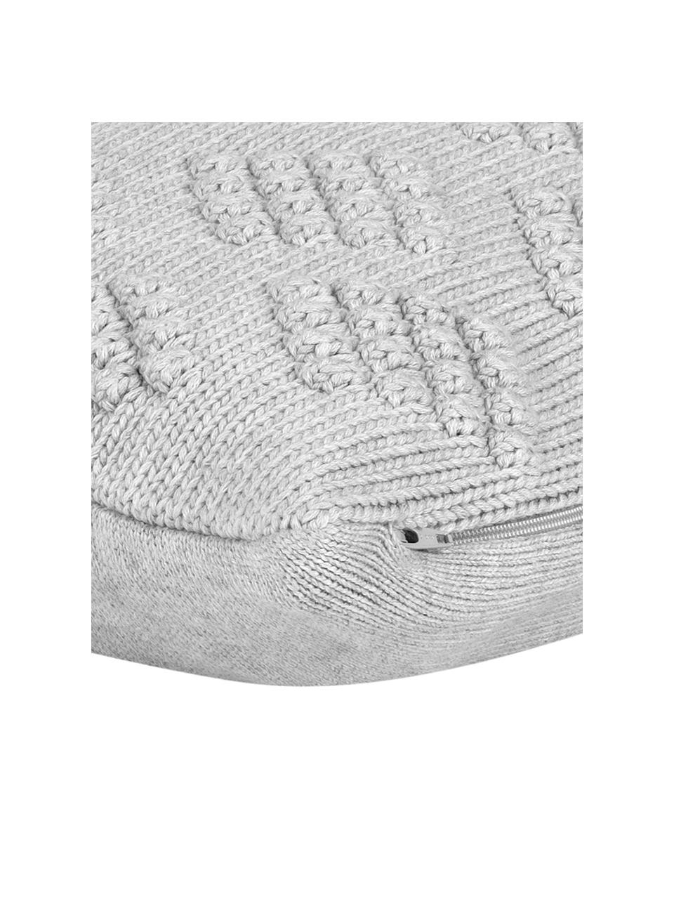 Gebreide kussenhoes Kelly, 100% katoen, Lichtgrijs, 40 x 40 cm