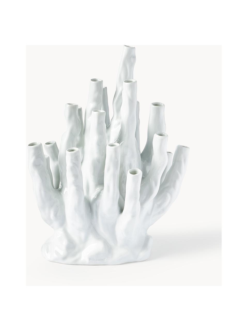 Vaso idi design in porcellana Coral, Porcellana, Bianco latte, Larg. 30 x Alt. 40 cm