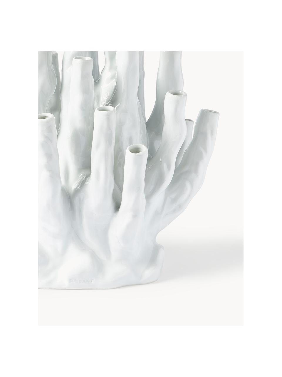 Designová porcelánová váza Coral, Porcelán, Tlumeně bílá, Š 30 cm, V 40 cm