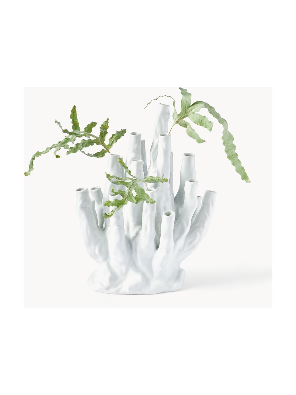 Designová porcelánová váza Coral, Porcelán, Tlumeně bílá, Š 30 cm, V 40 cm