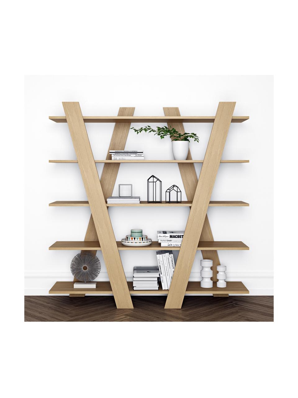 Libreria di design effetto legno Blow, Rivestimento: Pannello di fibra a media, Legno di quercia, Larg. 156 x Alt. 160 cm