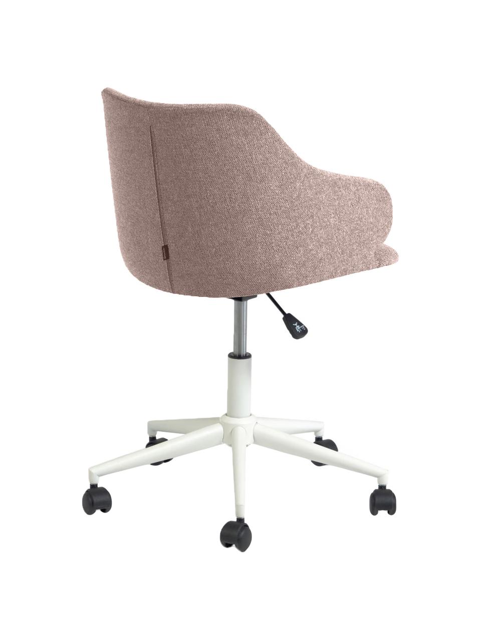 Sedia da scrivania imbottita Einara, regolabile in altezza, Rivestimento: poliestere, Struttura: acciaio rivestito, Ruote: polipropilene, Tessuto rosa, Larg. 64 x Alt. 64 cm