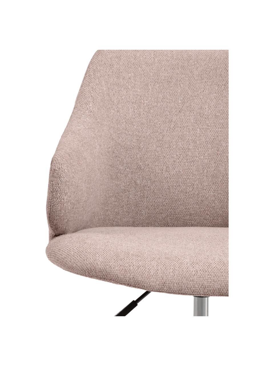 Chaise de bureau pivotante à hauteur ajustable Einara, Tissu rose, larg. 64 x prof. 64 cm