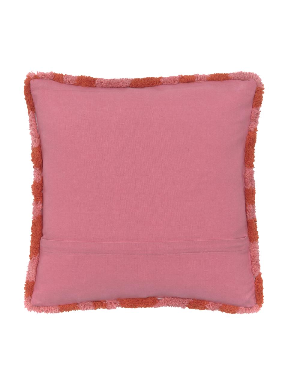 Federa arredo soffice color rosso/rosa Gaja, Retro: 100% cotone, Rosso, rosa, Larg. 45 x Lung. 45 cm