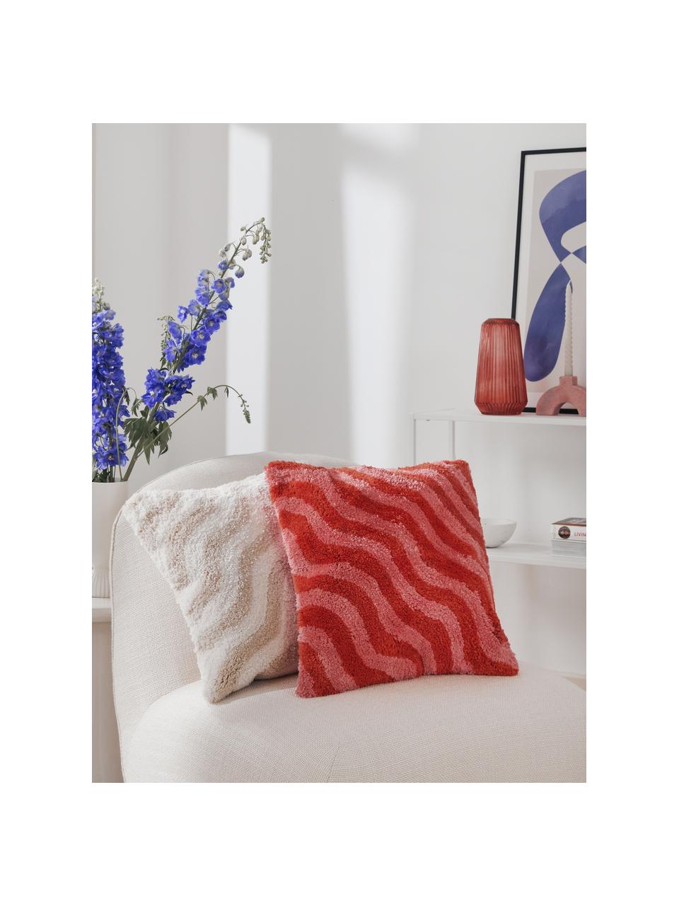 Housse de coussin 45x45 rouge/rose Gaja, Rouge, rose, larg. 45 x long. 45 cm