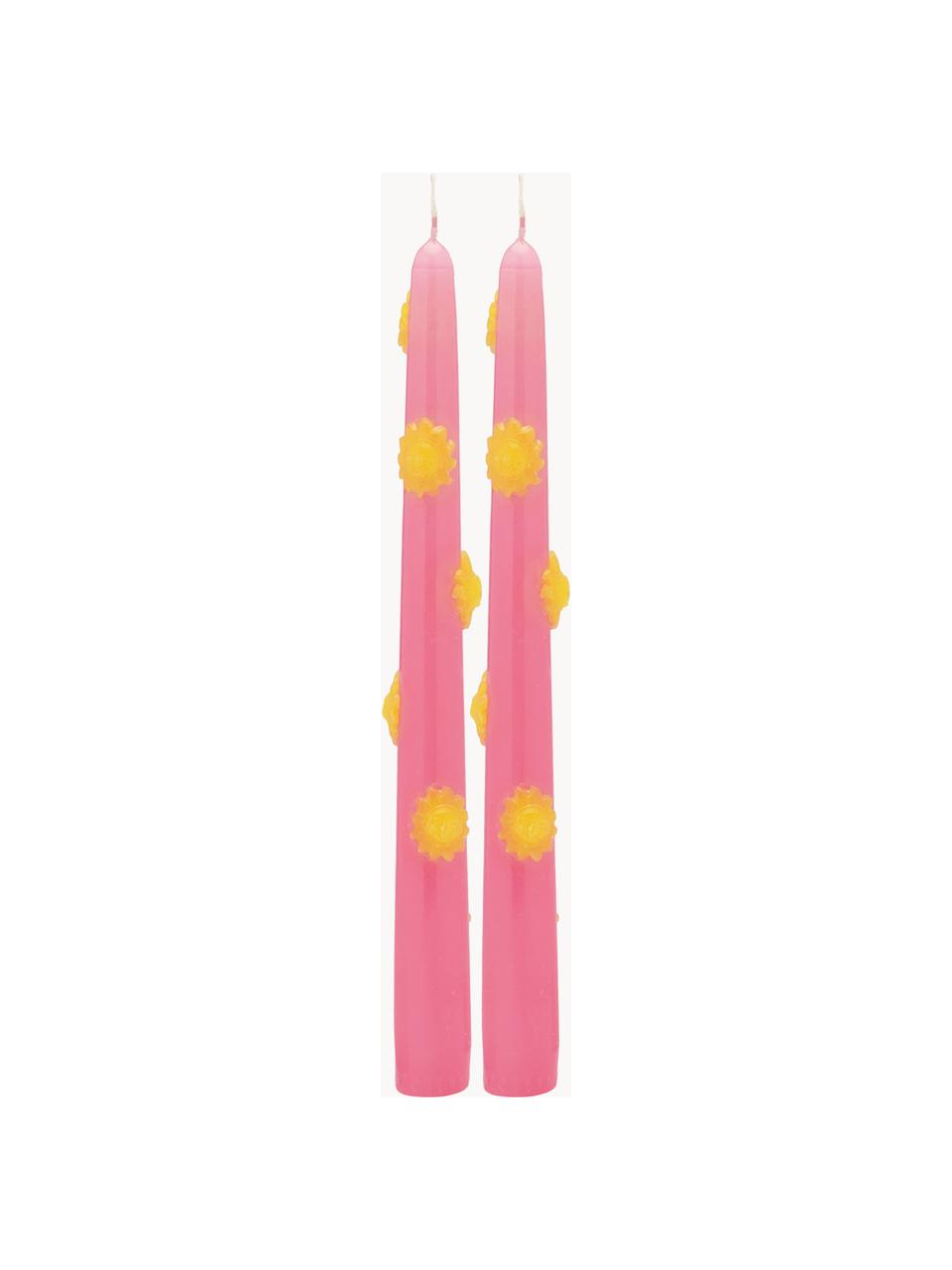 Candele Sunshine 2 pz, Cera, Rosa chiaro, giallo sole, Alt. 25 cm