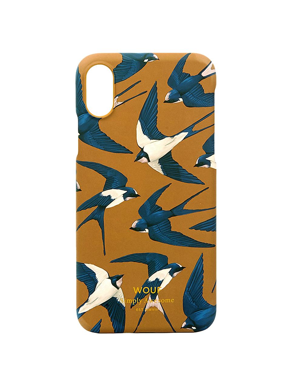 Cover  per iPhone X  Swallow, Silicone, Arancione, blu, beige, Larg. 7 x Alt. 15 cm