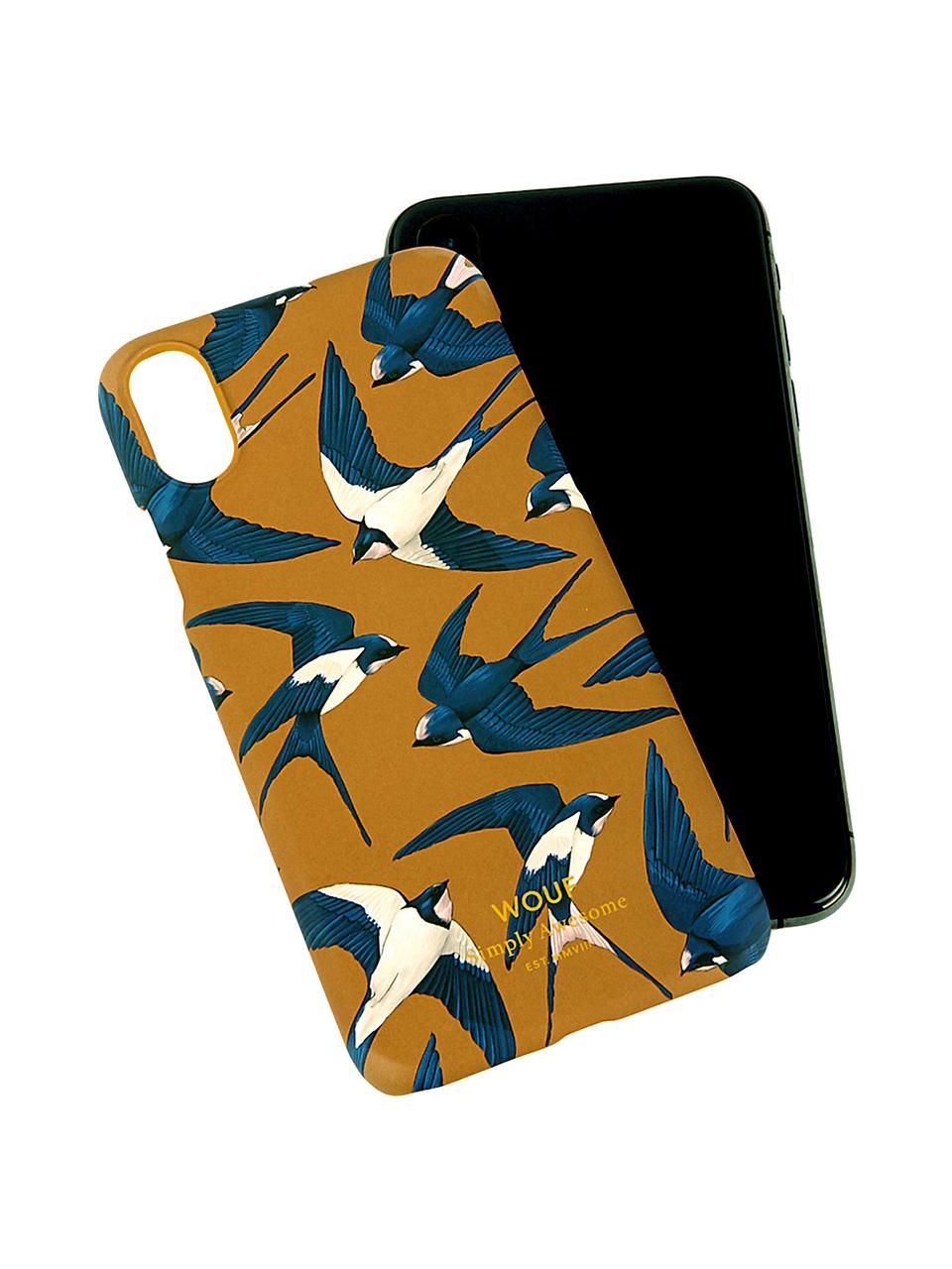 Cover  per iPhone X  Swallow, Silicone, Arancione, blu, beige, Larg. 7 x Alt. 15 cm