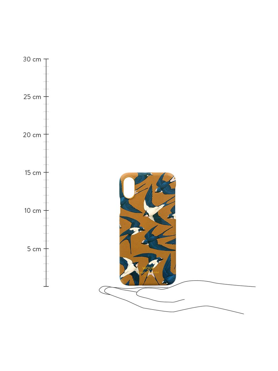 Cover  per iPhone X  Swallow, Silicone, Arancione, blu, beige, Larg. 7 x Alt. 15 cm