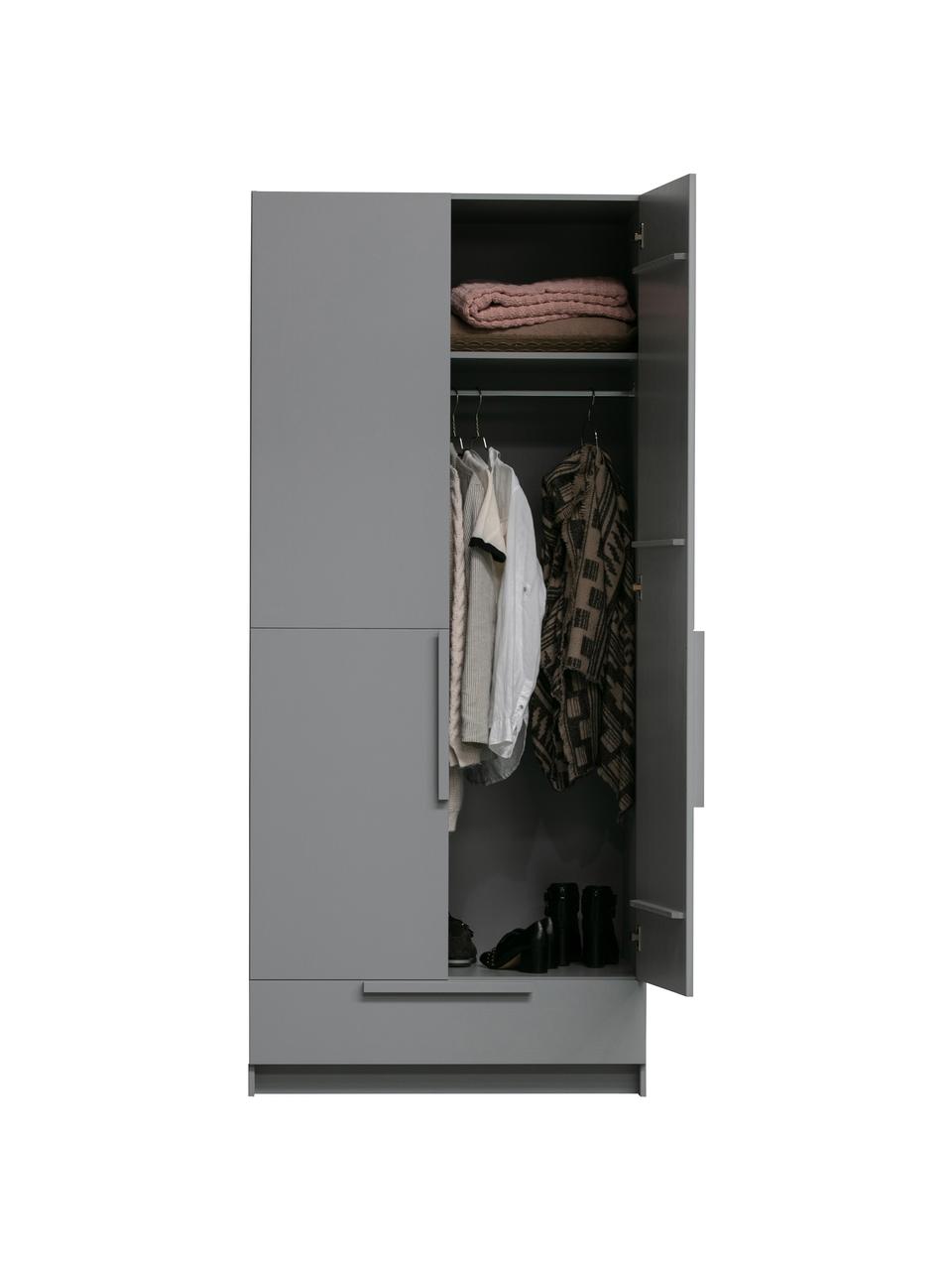 Armario Pure, 2 puertas, Madera de pino recubierta, Gris, An 95 x Al 215 cm