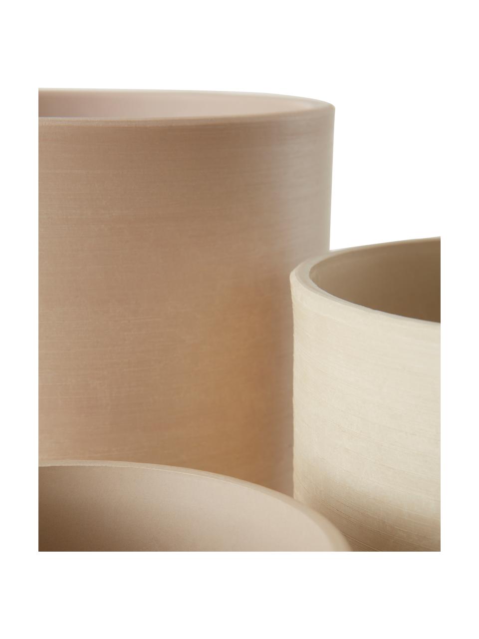 Set 3 portavasi beige Abby, Polvere di pietra riciclata, plastica, fibra di legno, Beige, Set in varie misure