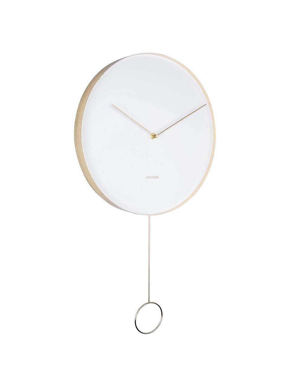 Orologio da parete Pendulum, Metallo rivestito, Bianco, ottonato, Ø 34 cm