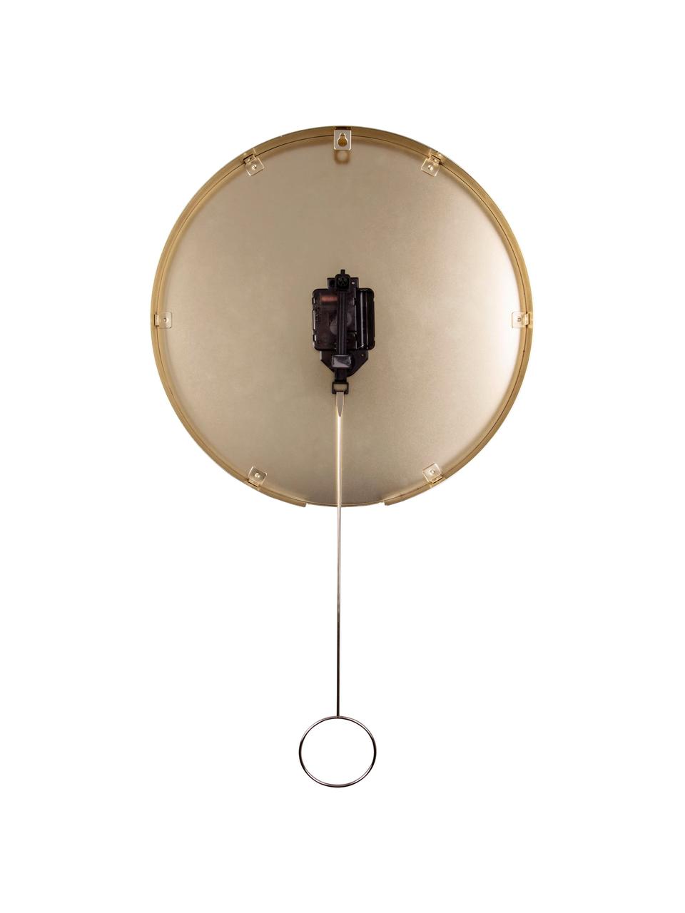 Wandklok Pendulum, Gecoat metaal, Wit, messingkleurig, Ø 34 cm