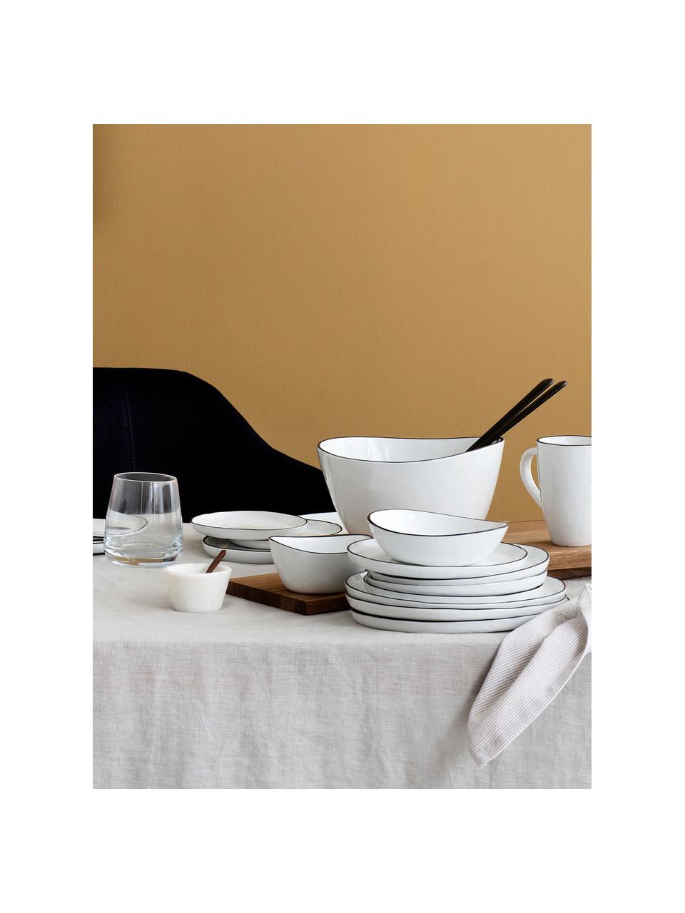 Ręcznie wykonana miska Salt, Porcelana, Złamana biel z czarną krawędzią, Ø 20 cm