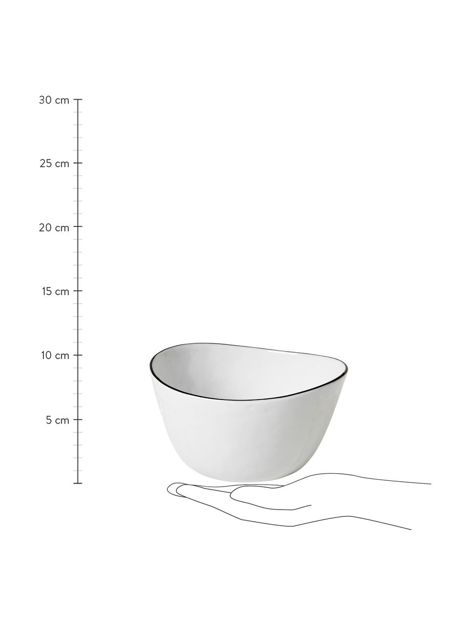 Handgemachte Schüssel Salt mit schwarzem Rand, Ø 20 cm, Porzellan, Gebrochenes Weiß, Schwarz, Ø 20 cm