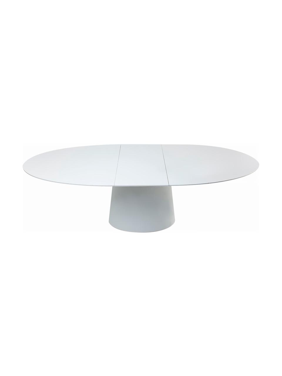 Tavolo ovale allungabile Benvenuto, Pannello di fibra a media densità (MDF) verniciato, Bianco, Larg. 200 a 250 x Prof. 110 cm