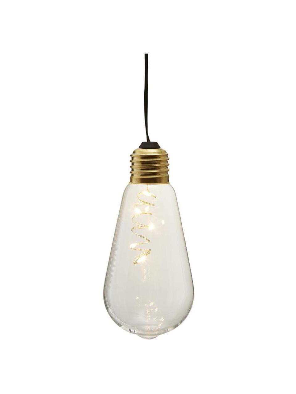 Decoratieve LED lampen Glow, 2 stuks, Lampenkap: glas, Fitting: gecoat metaal, Messingkleur, transparant, Ø 6 x H 13 cm