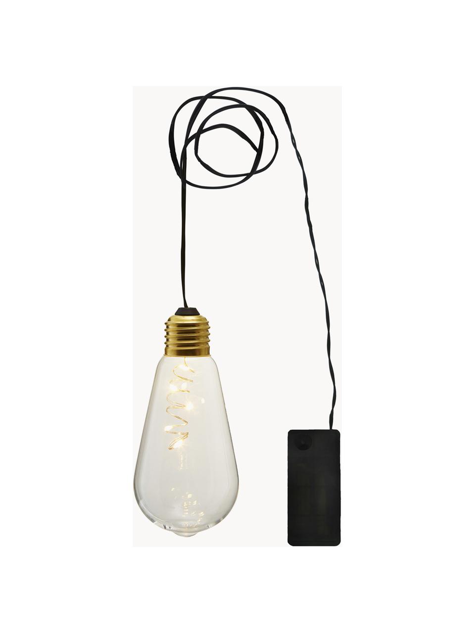 Decoratieve LED lampen Glow, 2 stuks, Lampenkap: glas, Fitting: gecoat metaal, Messingkleur, transparant, Ø 6 x H 13 cm