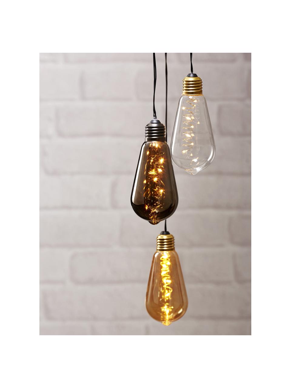 LED-Dekoleuchten Glow, 2 Stück, Lampenschirm: Glas, Goldfarben, Transparent, Ø 6 x H 13 cm