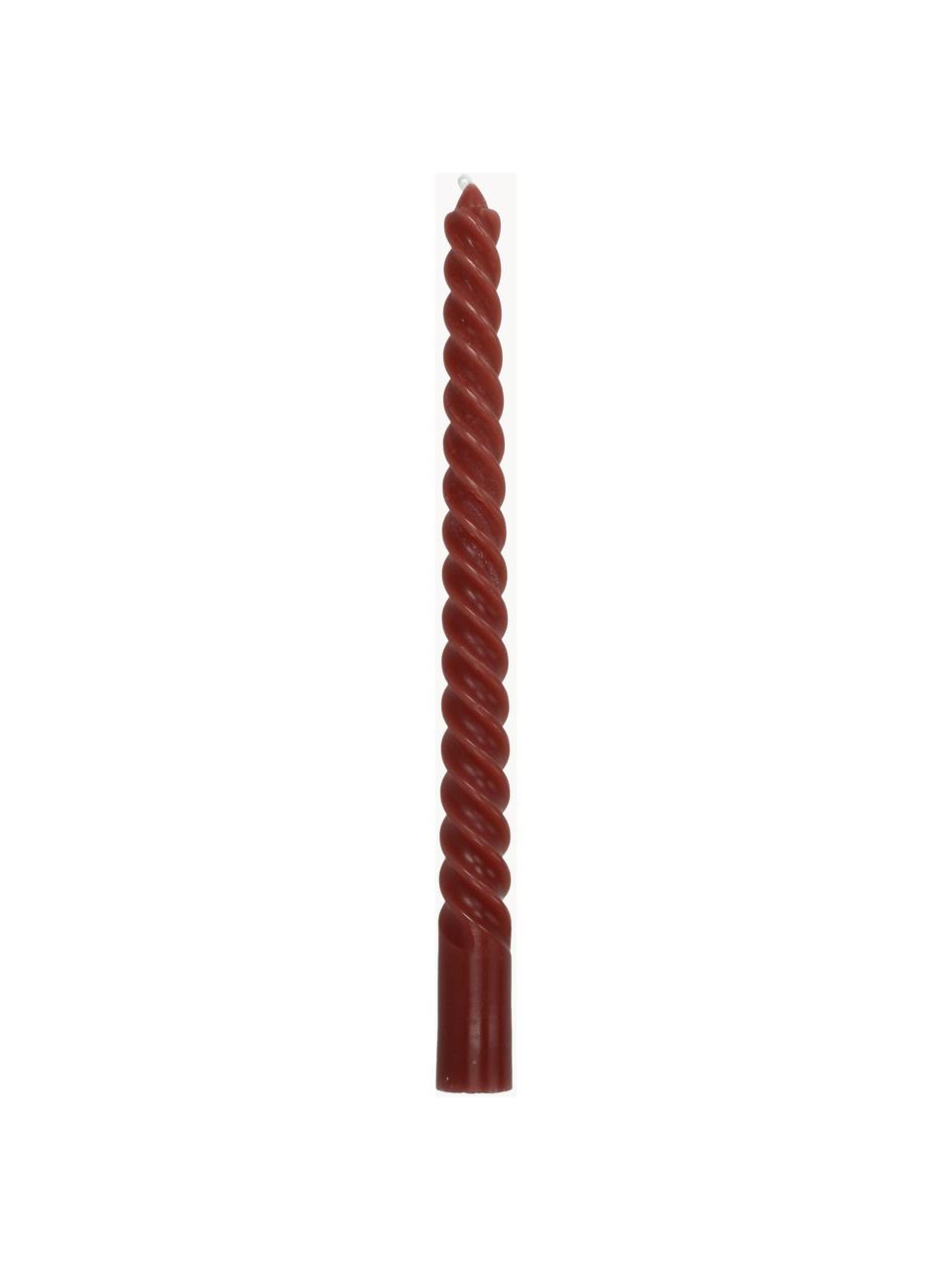 Gedraaide kaarsen Twisted, 4 stuks, Was, Wijnrood, L 26 cm