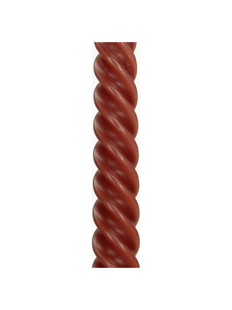 Gedraaide kaarsen Twisted, 4 stuks, Was, Wijnrood, L 26 cm