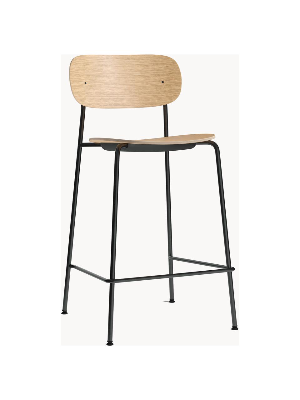 Tabouret de bar Co, Chêne clair, cadre noir, larg. 48 x long. 94 cm