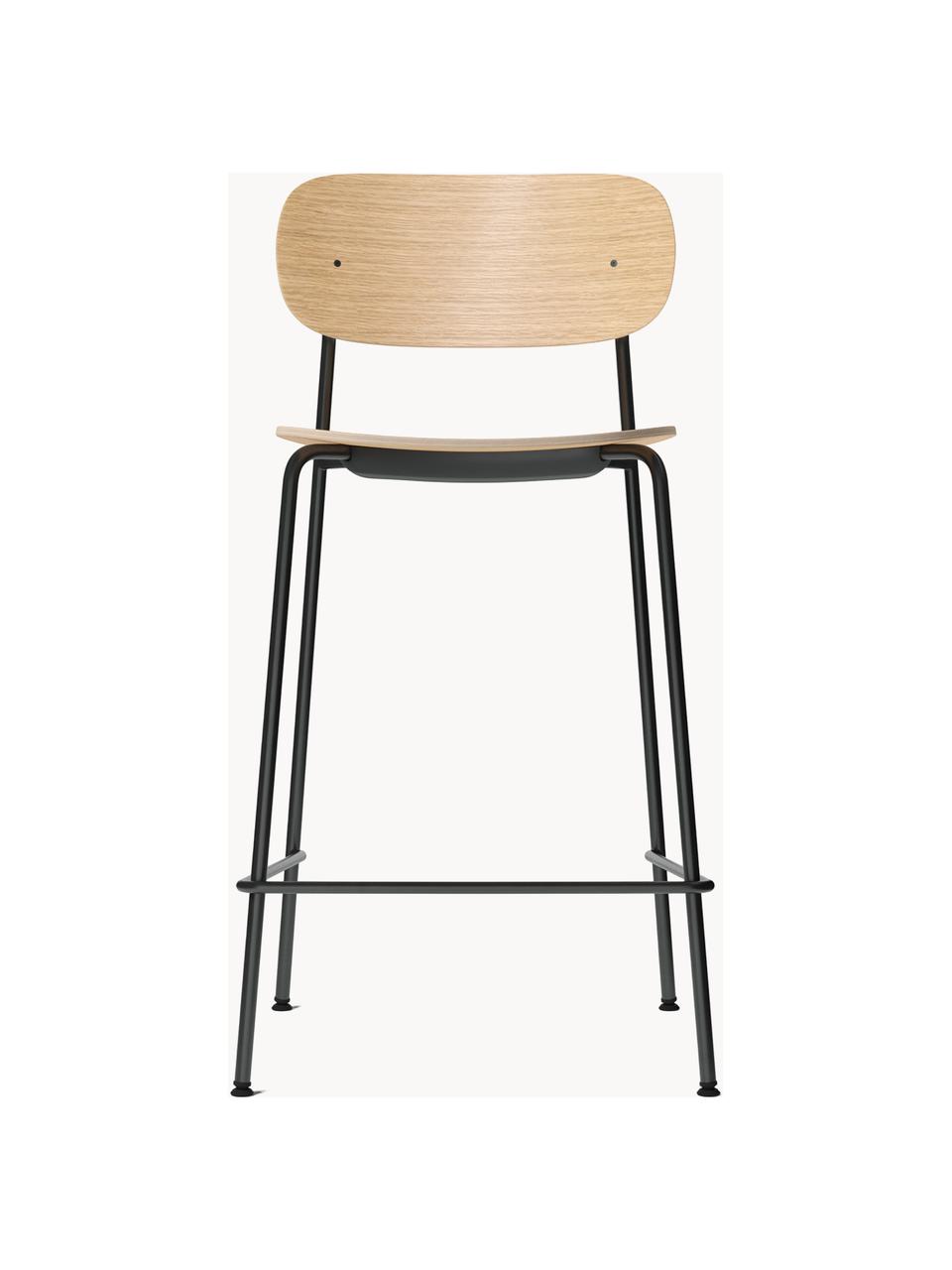 Tabouret de bar Co, Chêne clair, cadre noir, larg. 48 x long. 94 cm