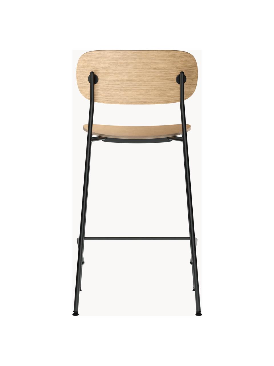 Tabouret de bar Co, Chêne clair, cadre noir, larg. 48 x long. 94 cm