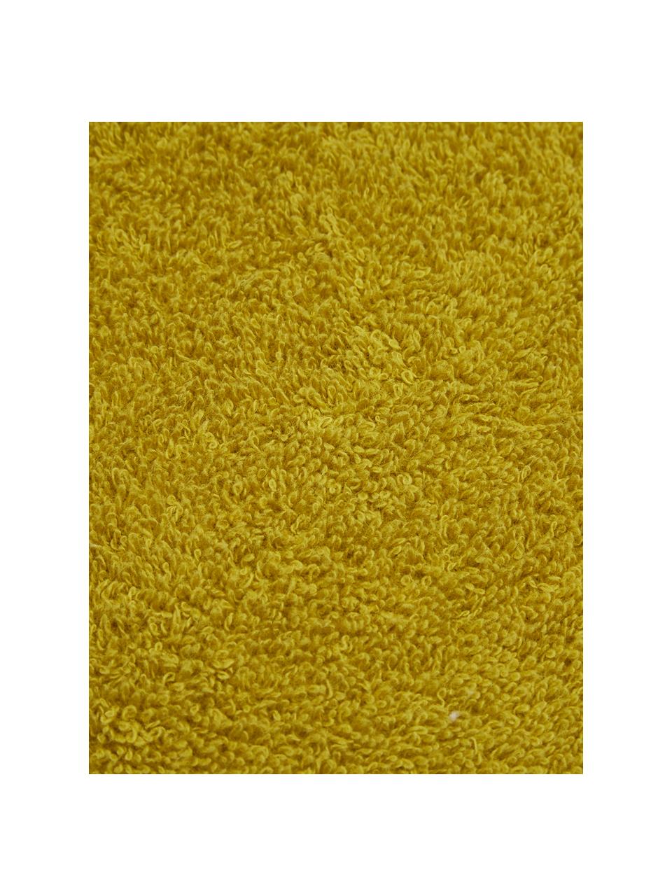 Serviette de toilette jaune moutarde Fleur, 97 % coton, 3 % polyester, Jaune moutarde, multicolore, Serviette de toilette, larg. 60 x long. 100 cm